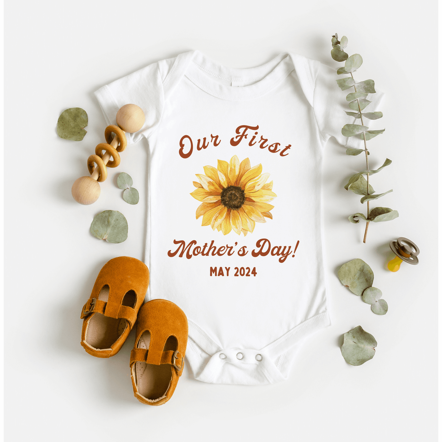 Our First Mother's Day matching sunflower t shirt