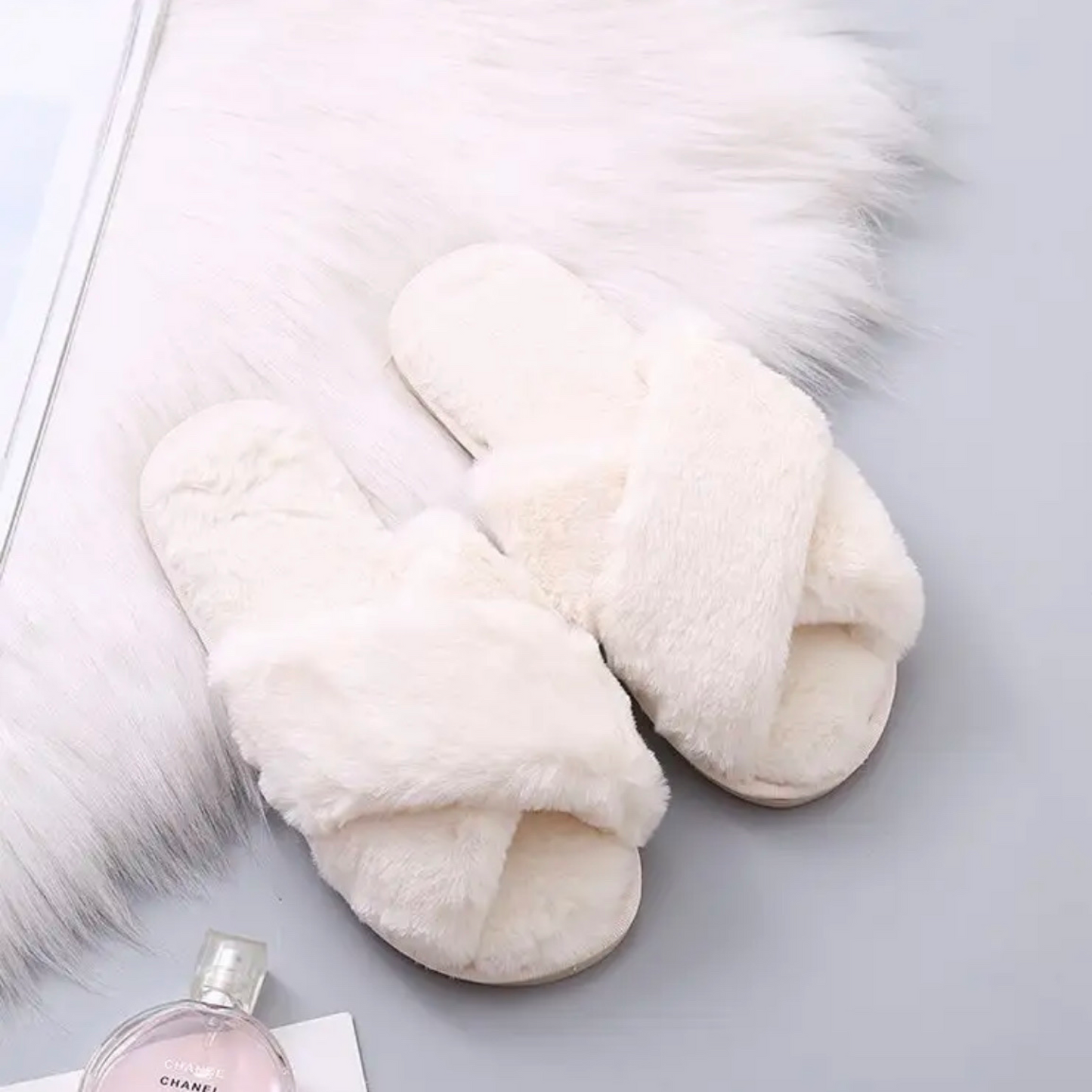 White Fluffy Slippers