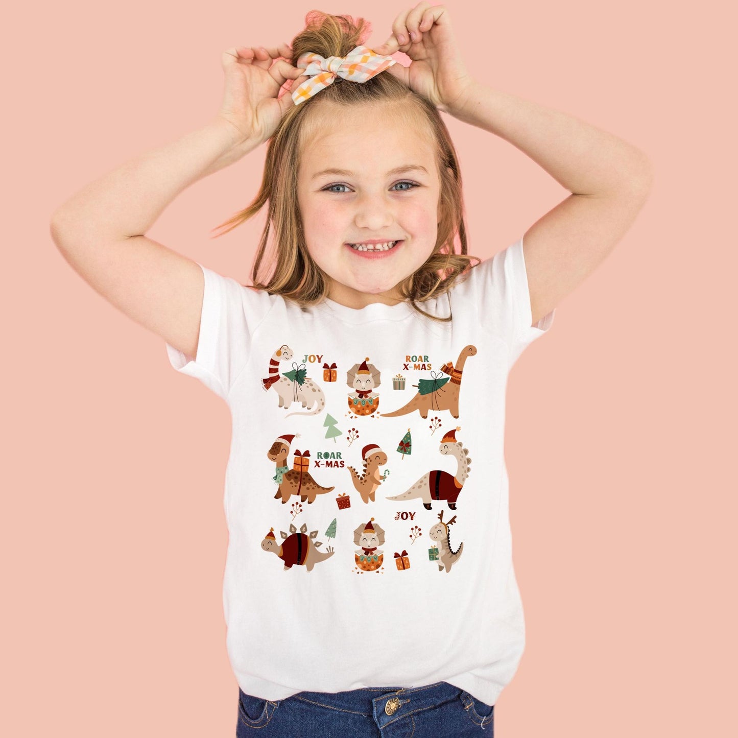 Kids Dinosaur Christmas T Shirt