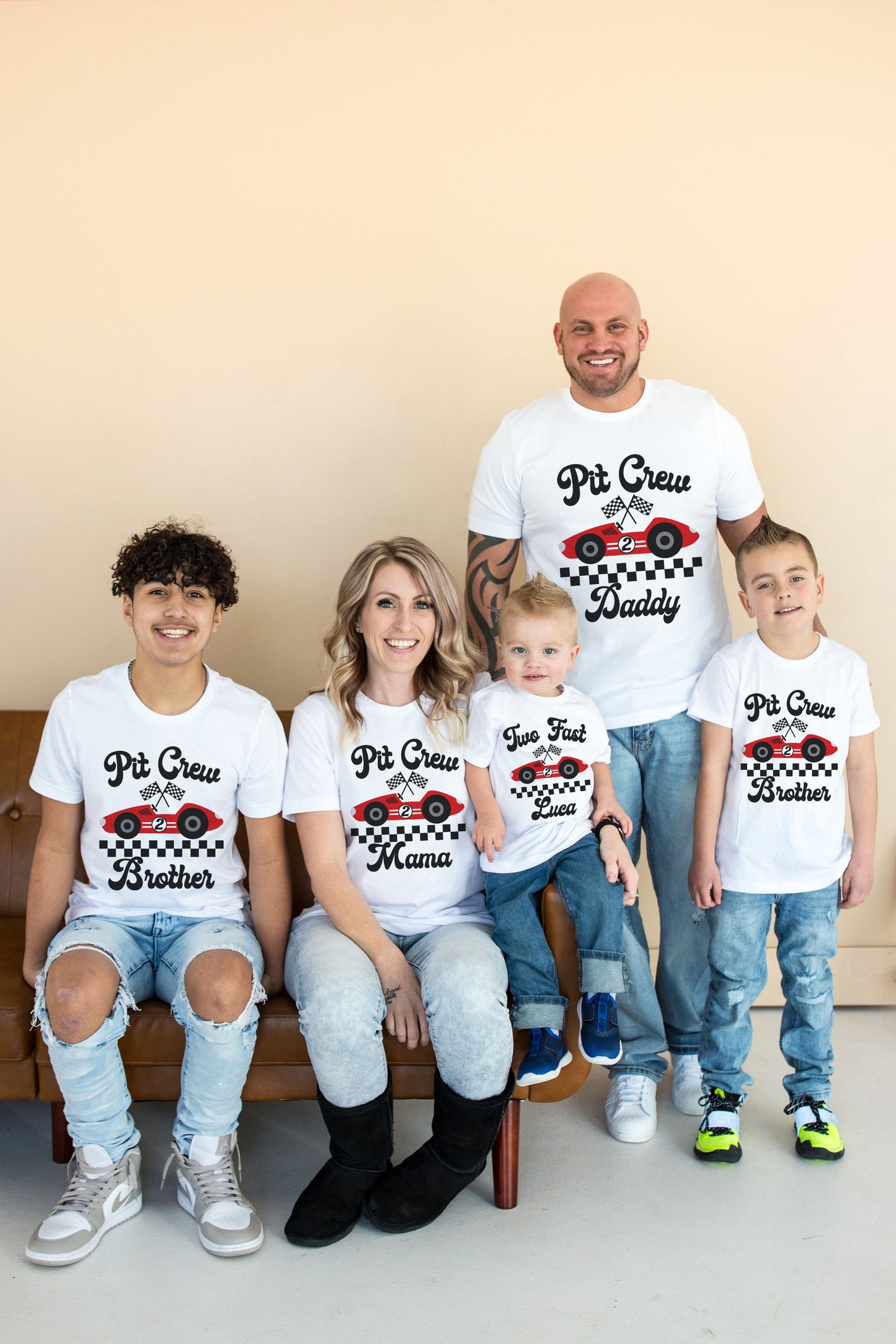 Two Fast Red car matching Birthday shirts