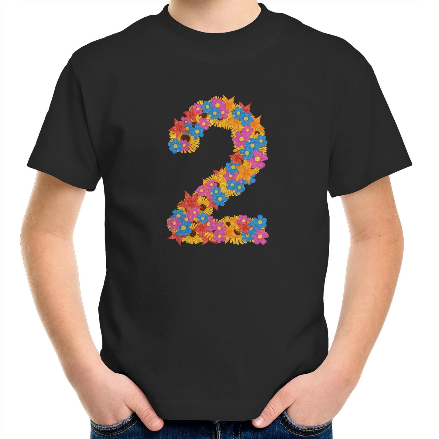 Second birthday flower number t shirt