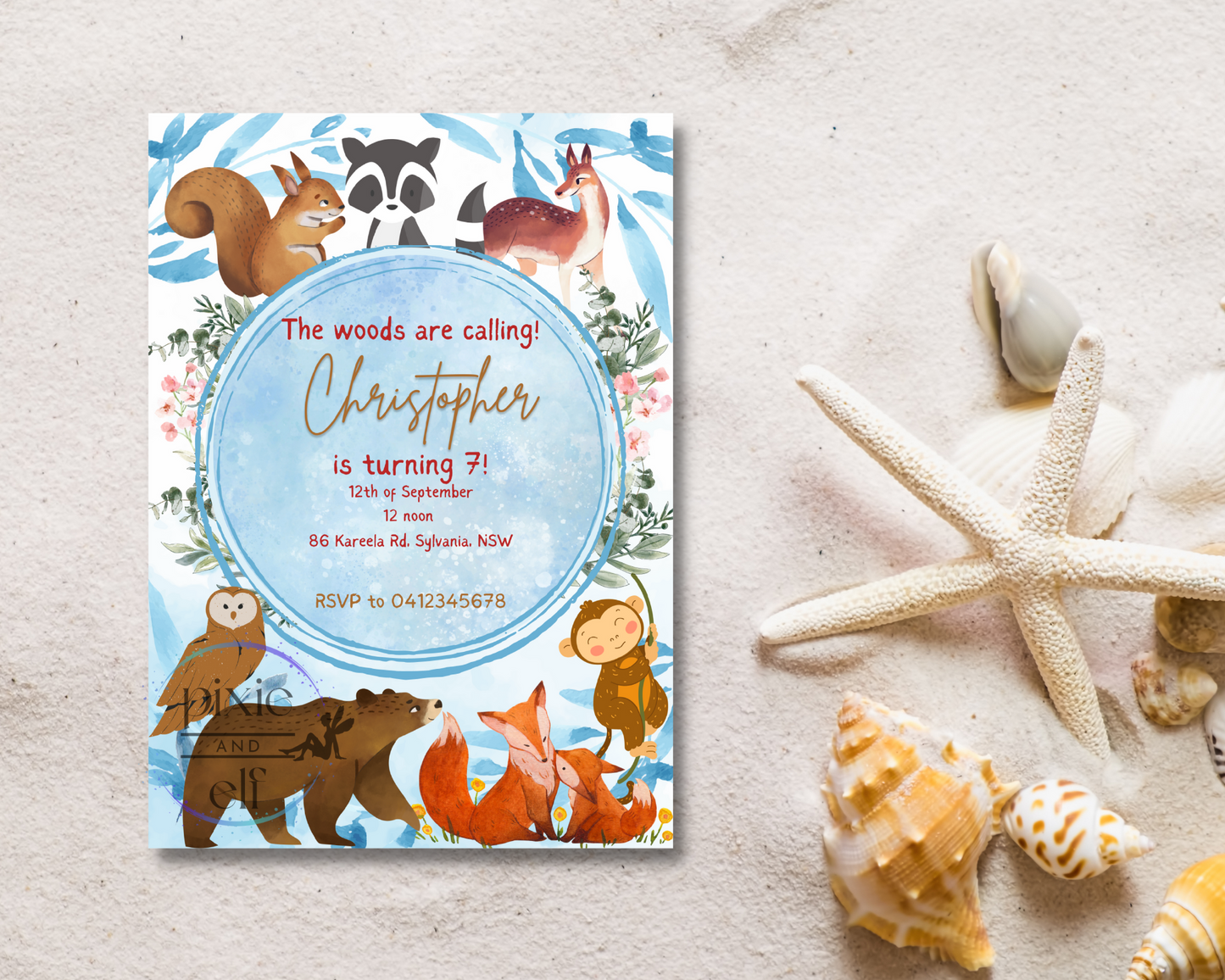 Woodland theme Birthday Invitation Card