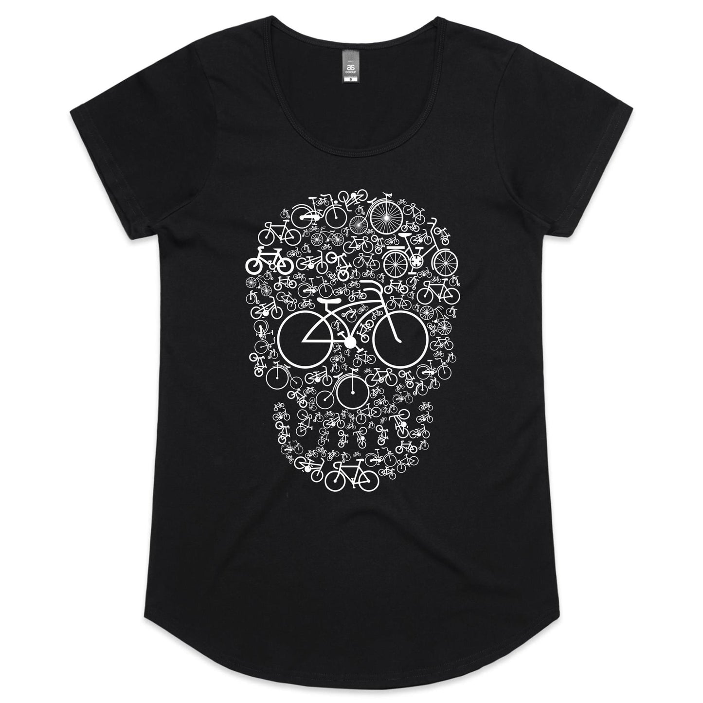 Bicycle Skull Womens Scoop Neck T-Shirt