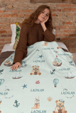 Sailor Bear Personalised Name Throw Blanket