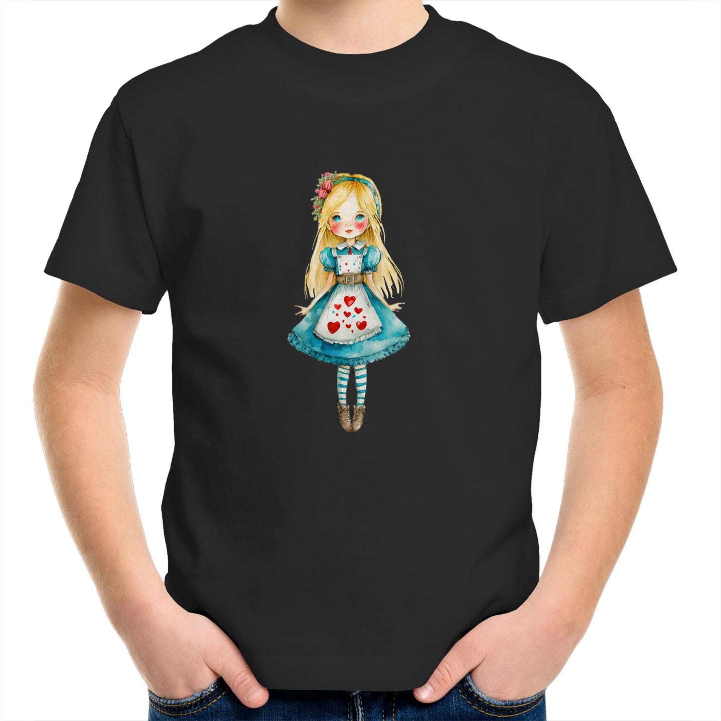 Alice in Wonderland Unisex Kids Youth Crew T-Shirt