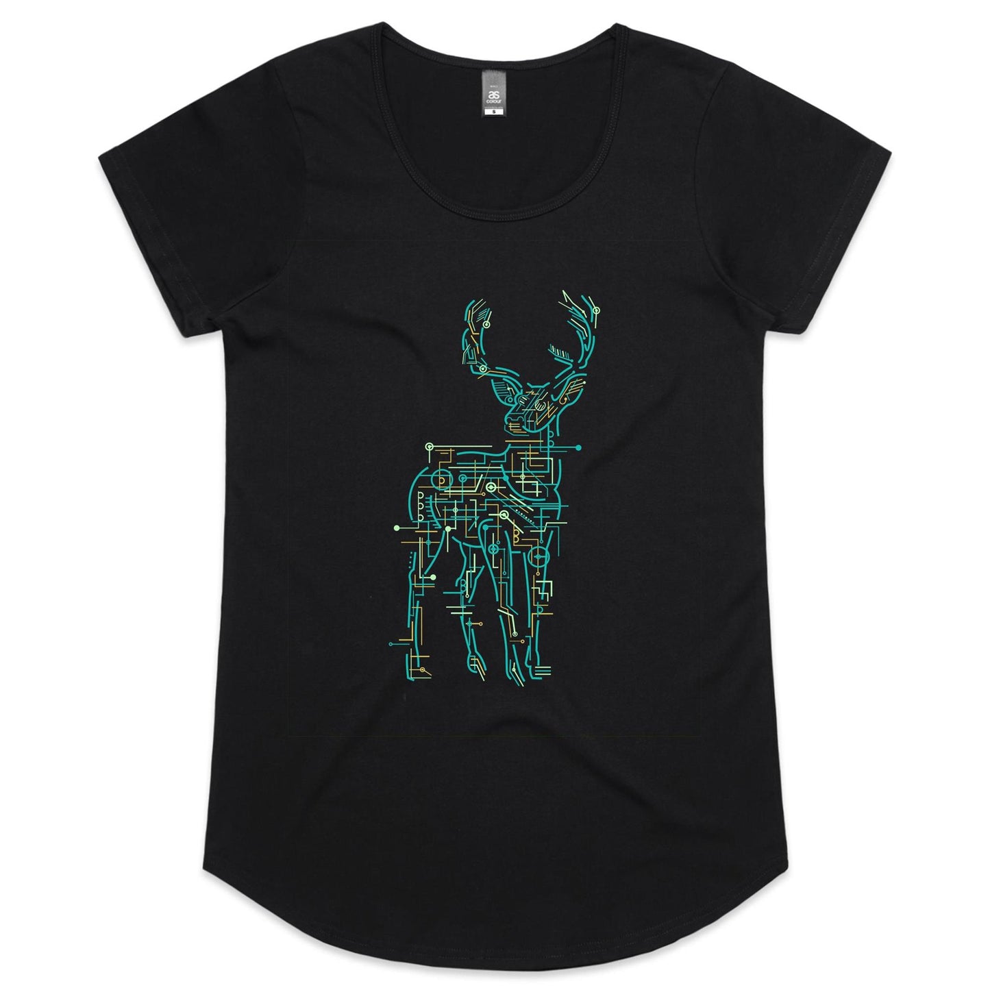 Electric Deer Womens Scoop Neck T-Shirt