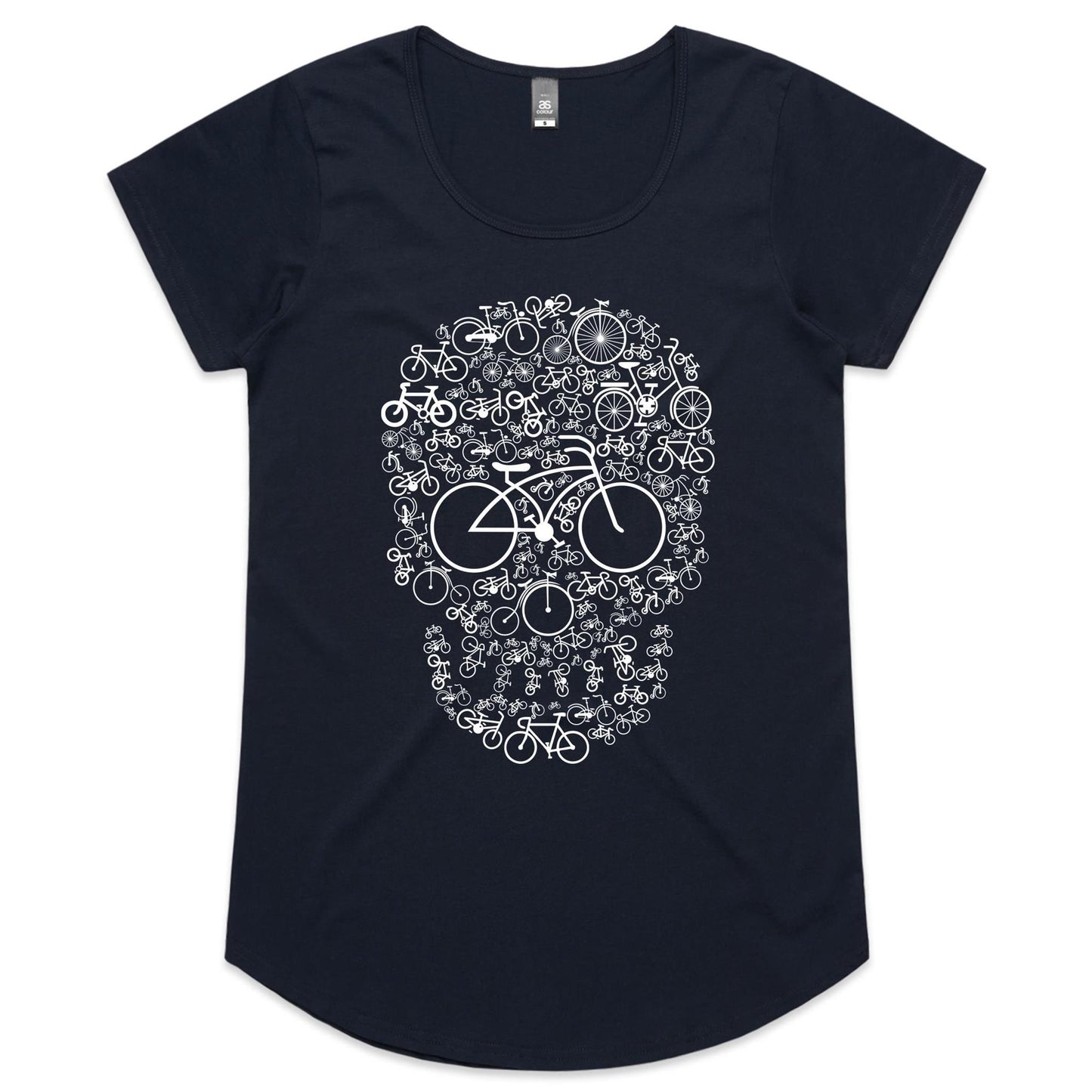Bicycle Skull Womens Scoop Neck T-Shirt