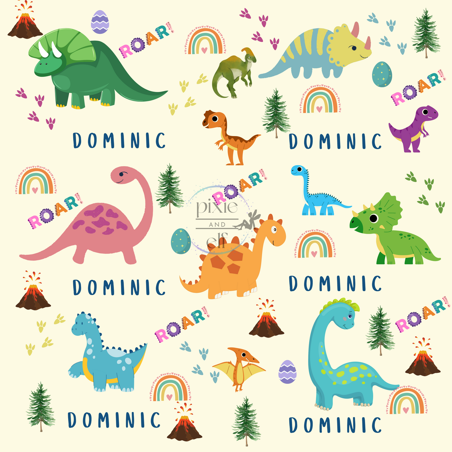 Kids Personalised Dinosaurs Throw Blanket