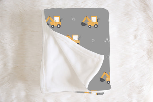 Kids Personalised Yellow Trucks Throw Blanket