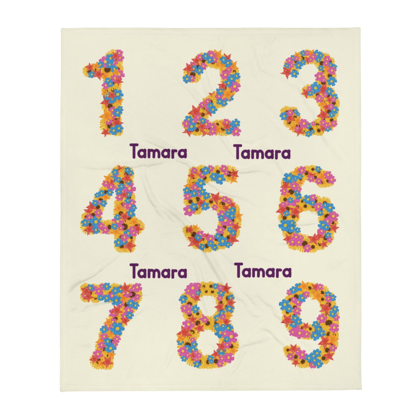 Kids Personalised Numbers Throw Blanket