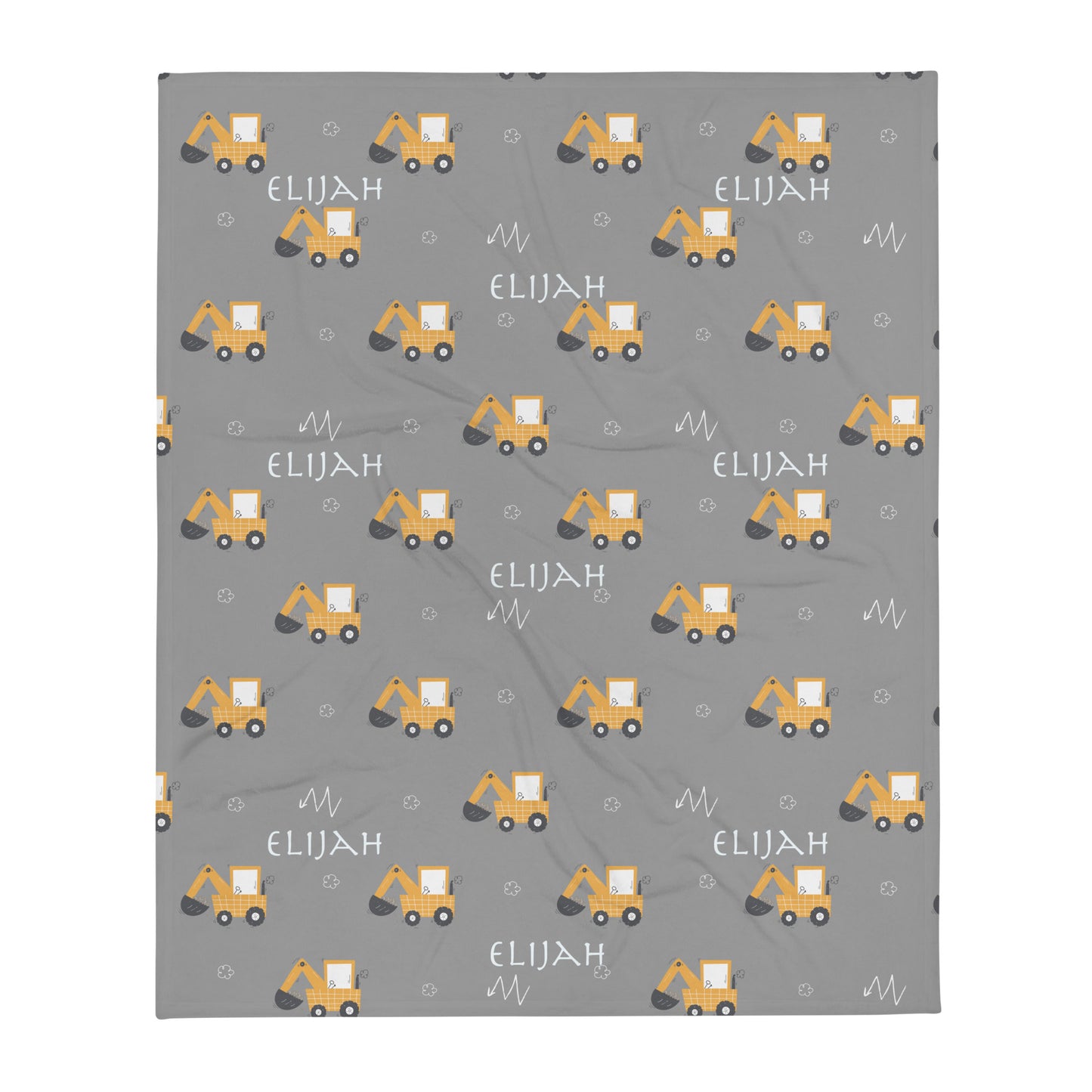 Kids Personalised Yellow Trucks Throw Blanket