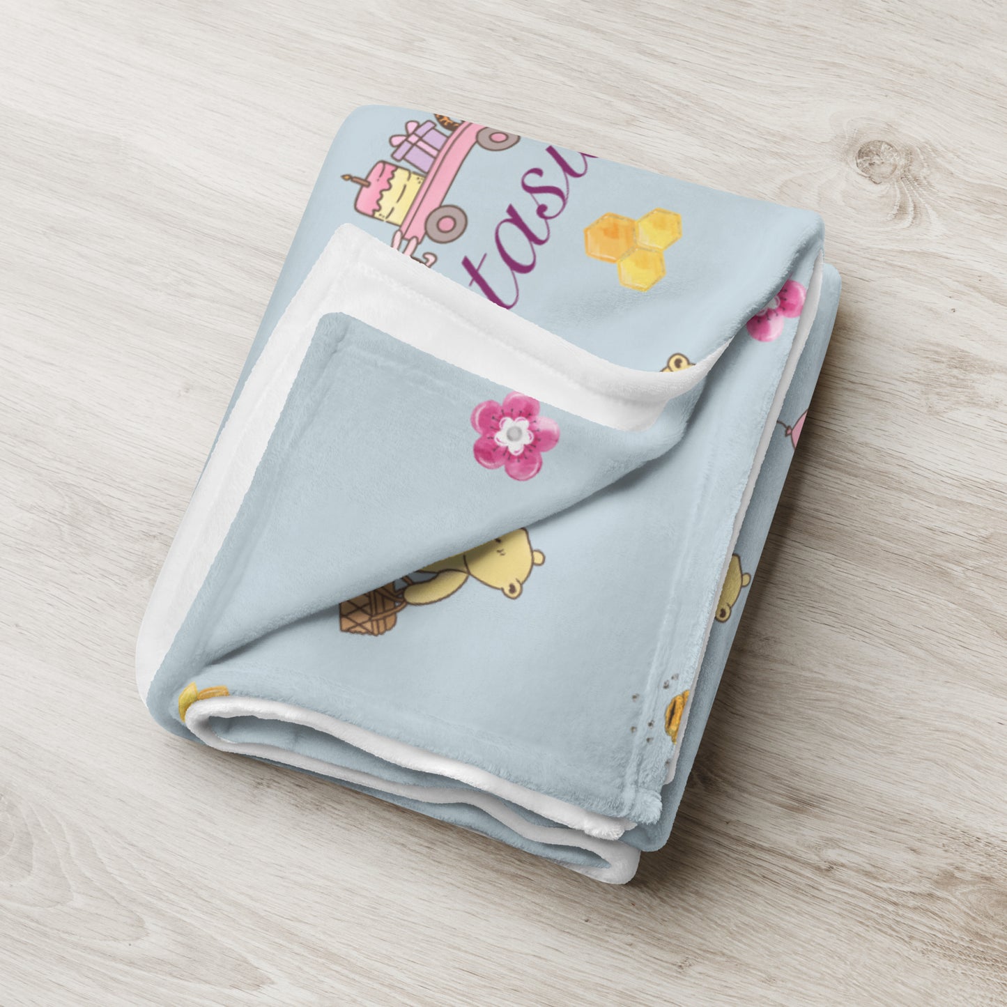 Kids Personalised Winnie the Pooh Bear Throw Blanket