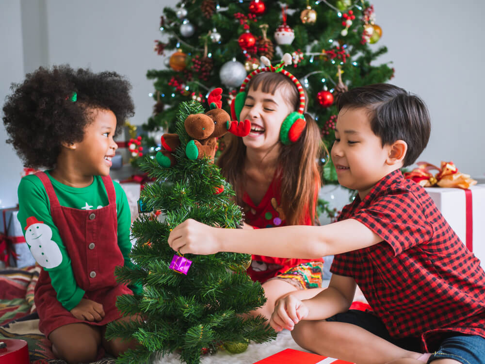 Kids enjoying Christmas activities