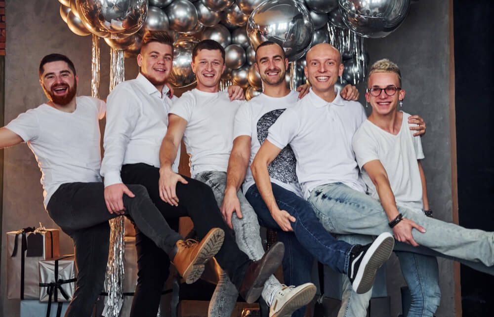 a group of men in a bachelor party