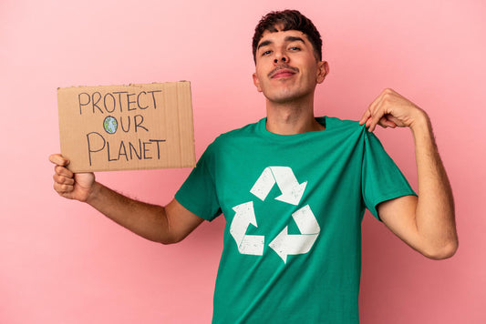 young man wearing an eco-friendly shirt