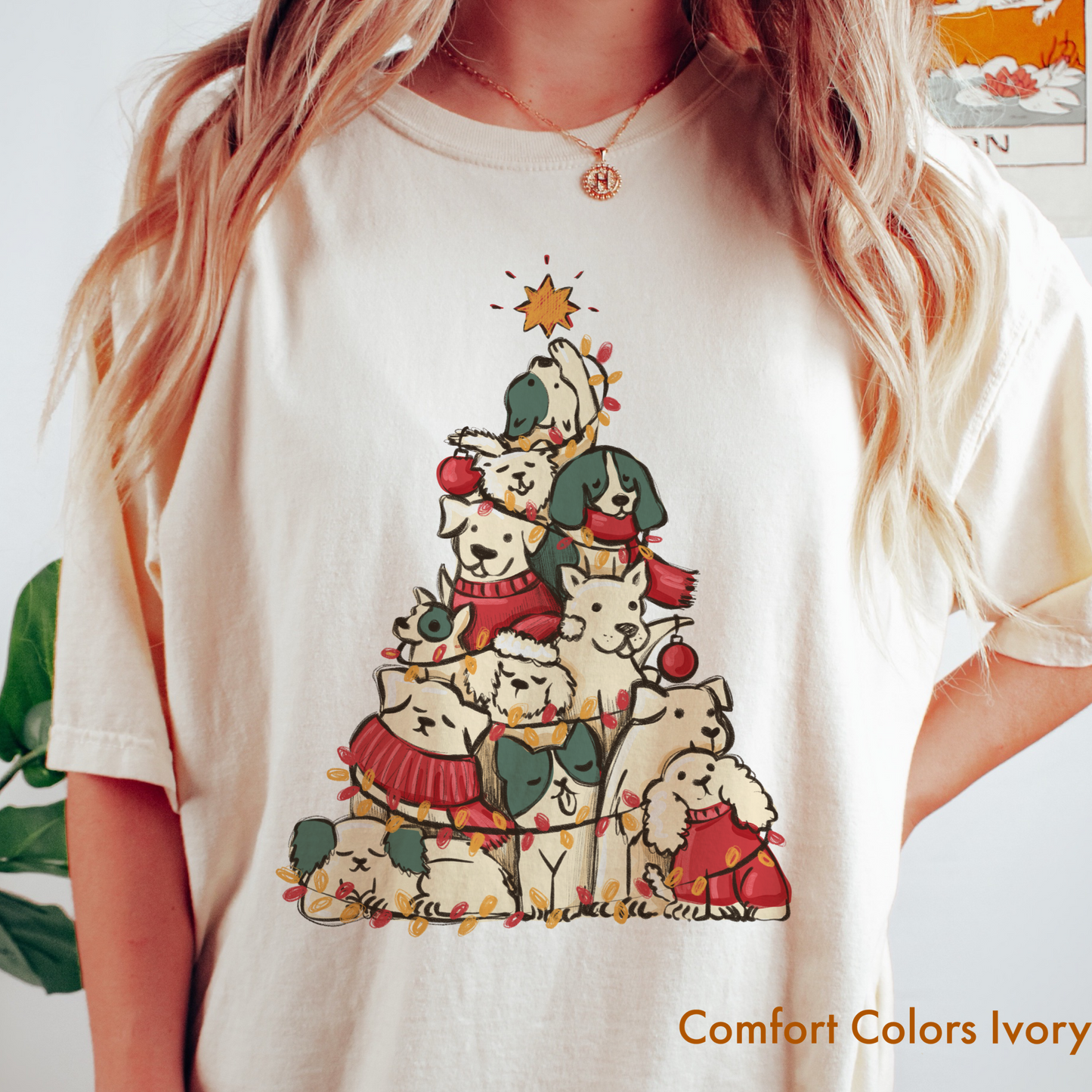 Dogs Christmas Tree t shirt in Comfort Colors