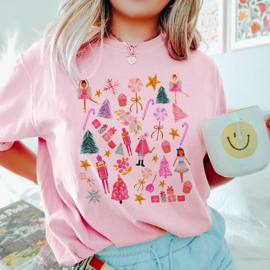 The Nutcracker Christmas Collage T shirt in Comfort Colours