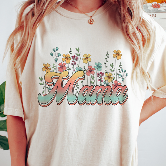 Mama with wildflowers t shirt in Comfort Colors