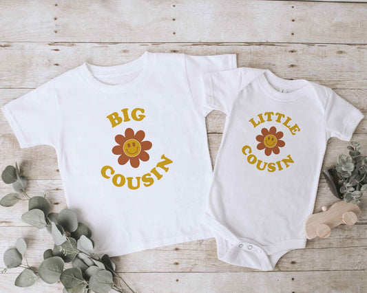 Big Cousin and Little Cousin Flower Matching Shirts
