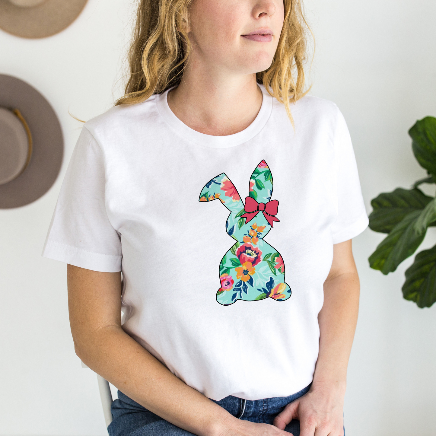 Floral Easter bunny women’s t shirt