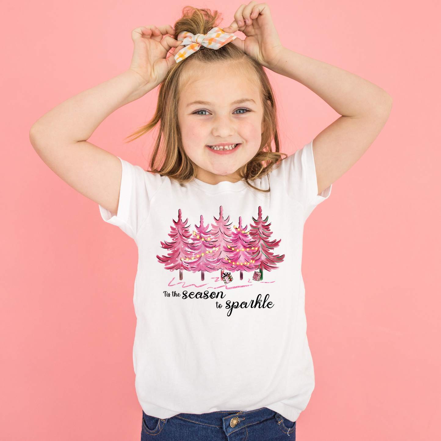 Pink Christmas Trees T shirt for kids