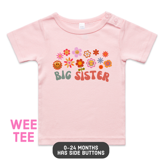 Big Sister T-Shirt in Groovy flowers