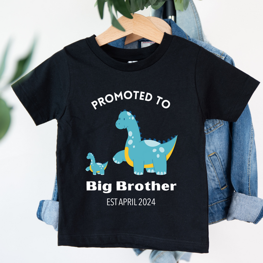 Promoted to big brother dinosaur t shirt for kids (Personalised)