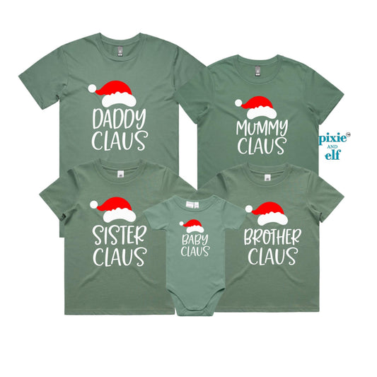 Santa Family Christmas Shirt in Sage