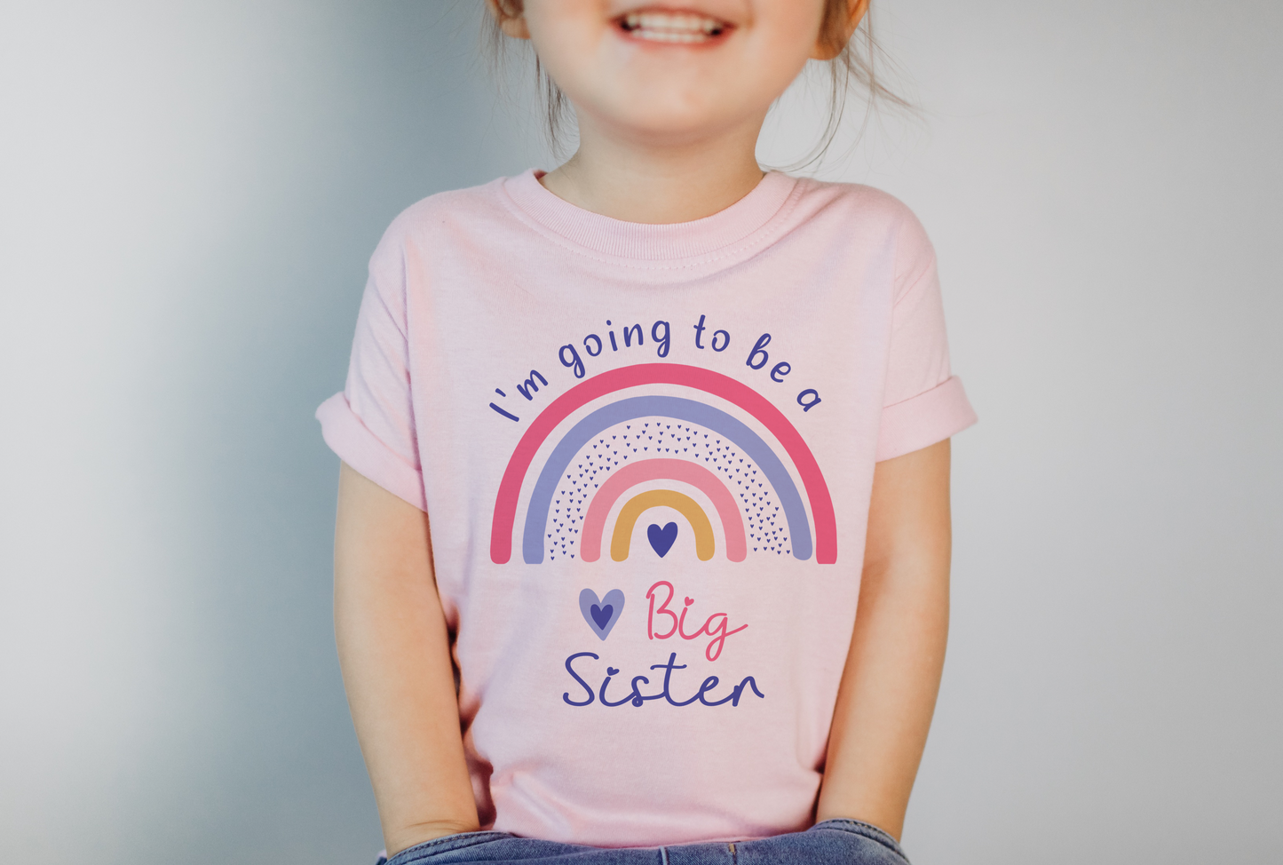 Rainbow Big Sister pink t shirt