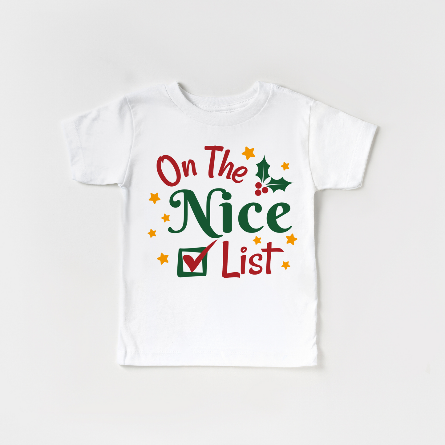 On the Nice List kids Christmas t shirts