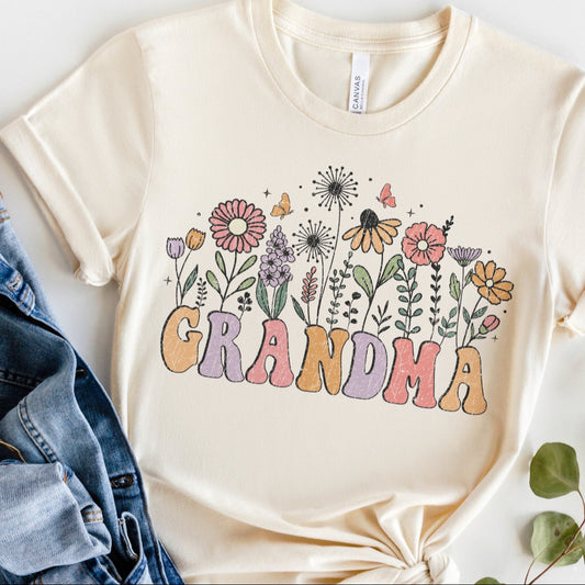 Grandma Shirt with Wildflowers