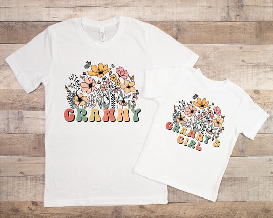 Granny and Granny’s Girl shirts in Wildflowers