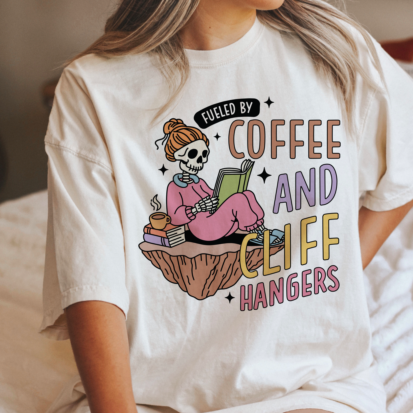 Fueled by Coffee and Cliff hangers Cozy T shirt