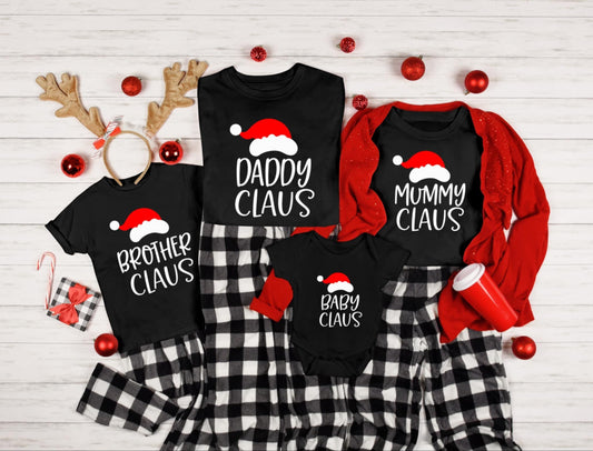 Santa Family Christmas Shirt in Black