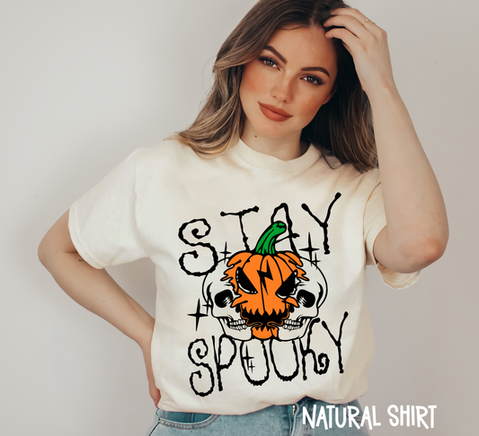 Stay Spooky  Pumpkin and Skulls T Shirt