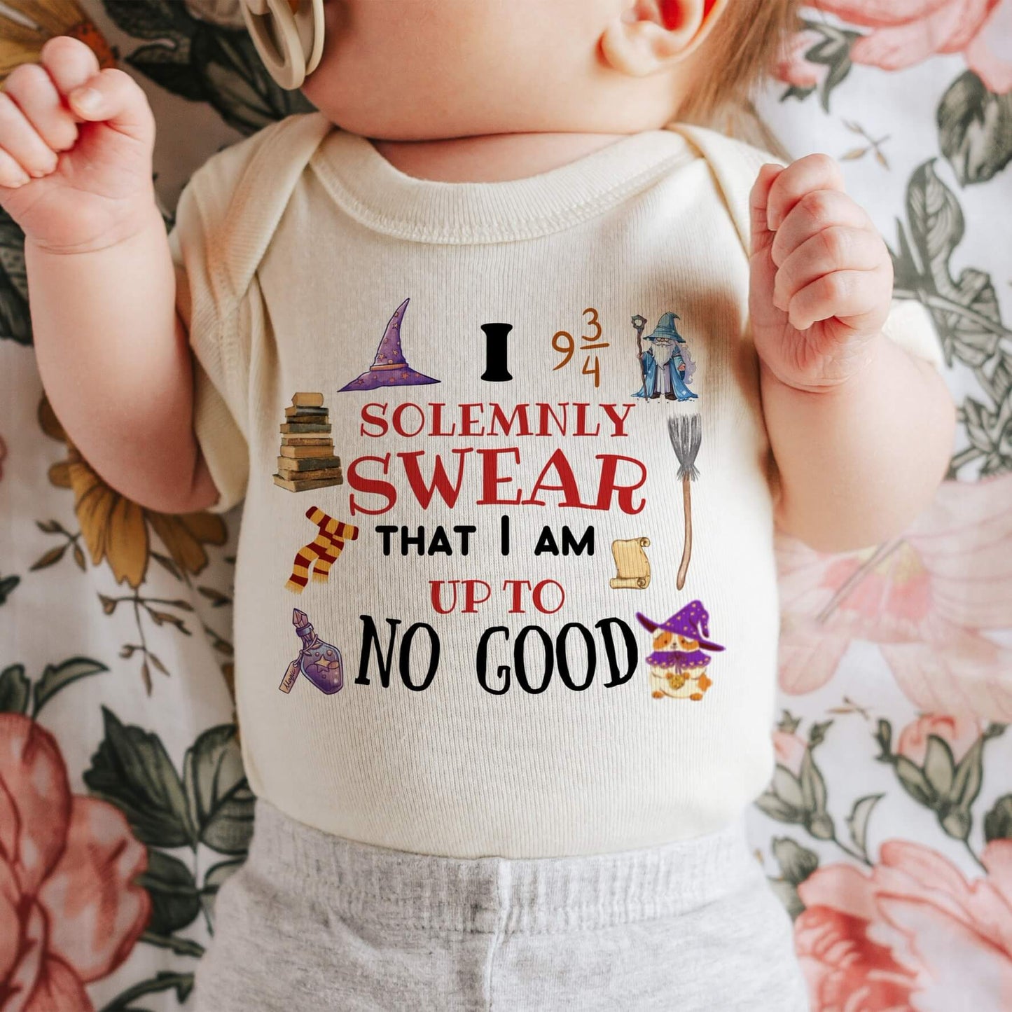 I solemnly swear I’m up to no good baby onepiece