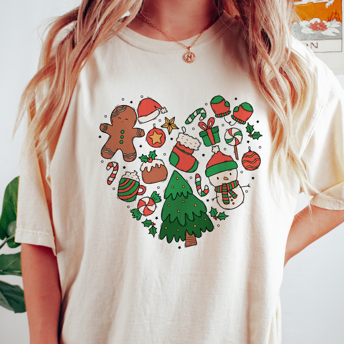 Christmas Heart Collage T shirt in Comfort Colour