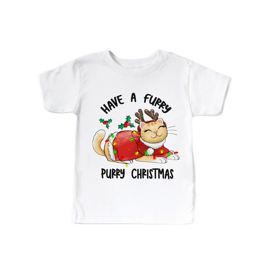 Cat Christmas Kids T-shirt, Furry Purry Christmas T-shirt
