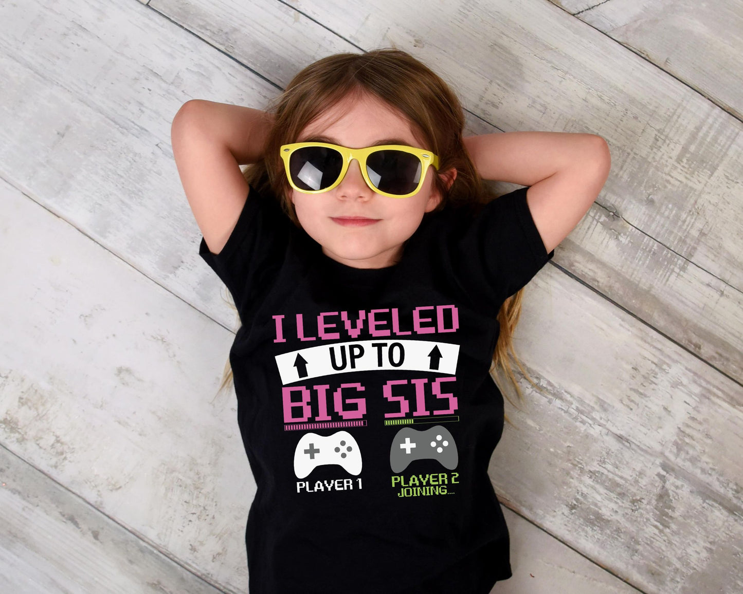 Leveled Up to Big Sis Gamer Themed T-Shirt