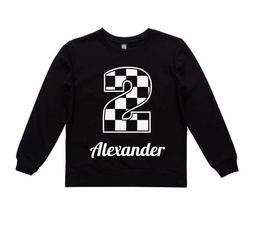 Personalised Number 2 Racing Checkered Sweatshirt