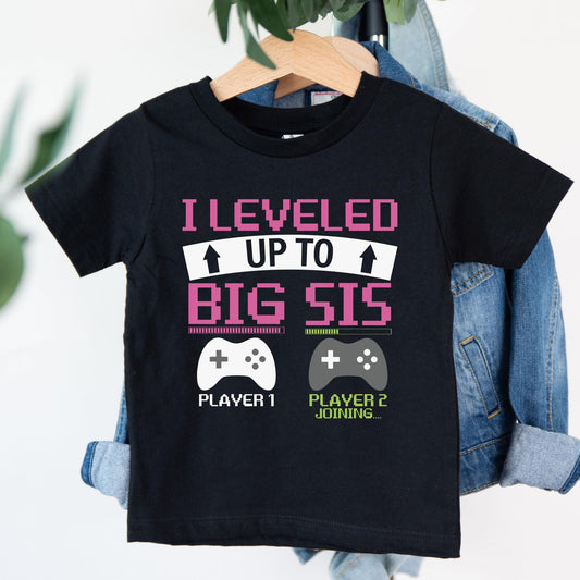 Leveled Up to Big Sis Gamer Themed T-Shirt