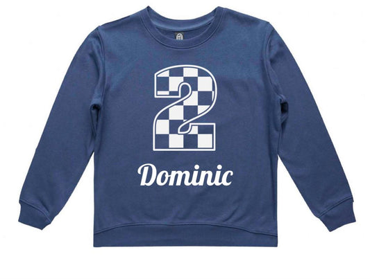 Personalised Number 2 Racing Checkered Sweatshirt