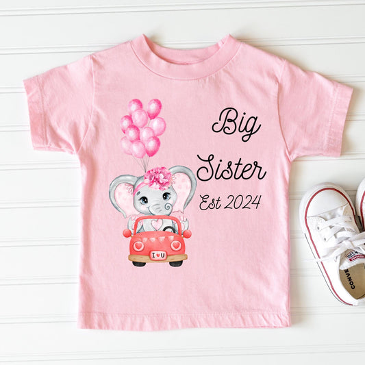 Big Sister Est 2024 Elephant T-Shirt