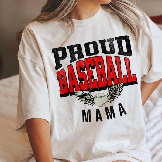 Proud Baseball Mama shirt in Comfort Colors