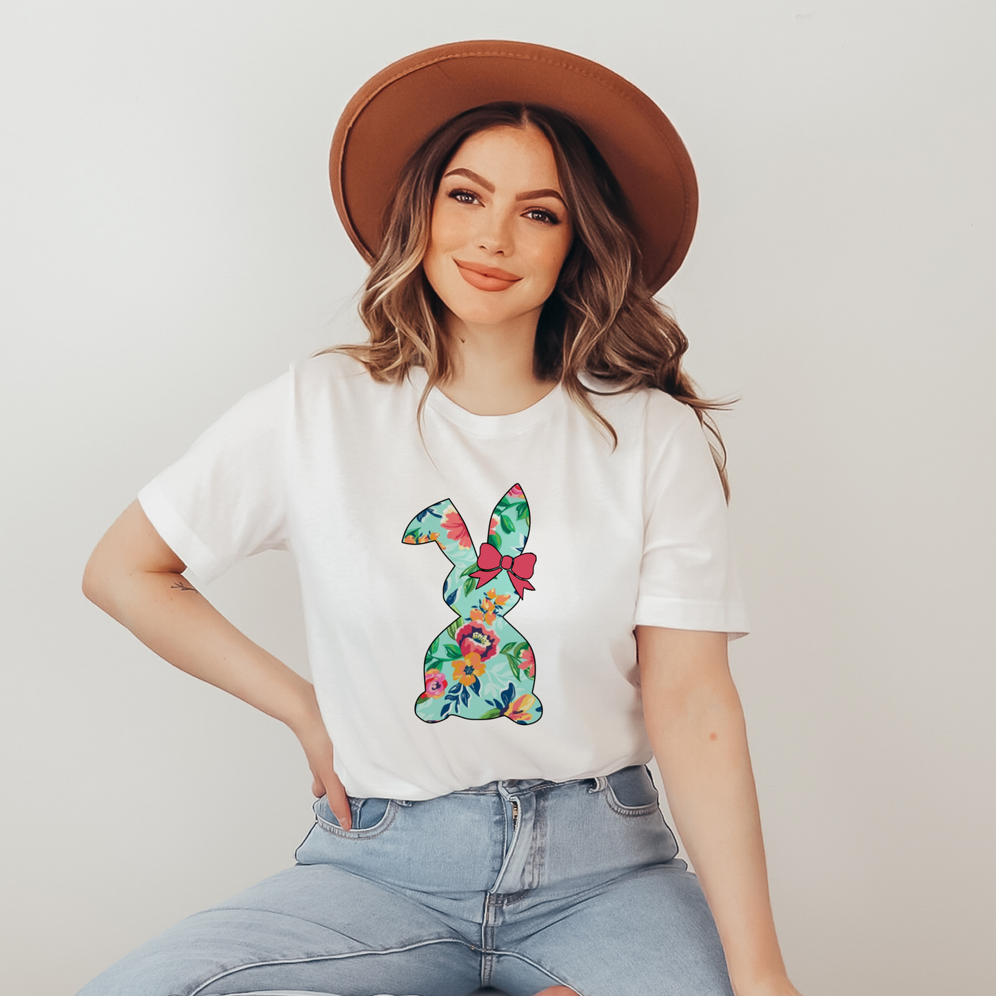 Floral Easter bunny women’s t shirt