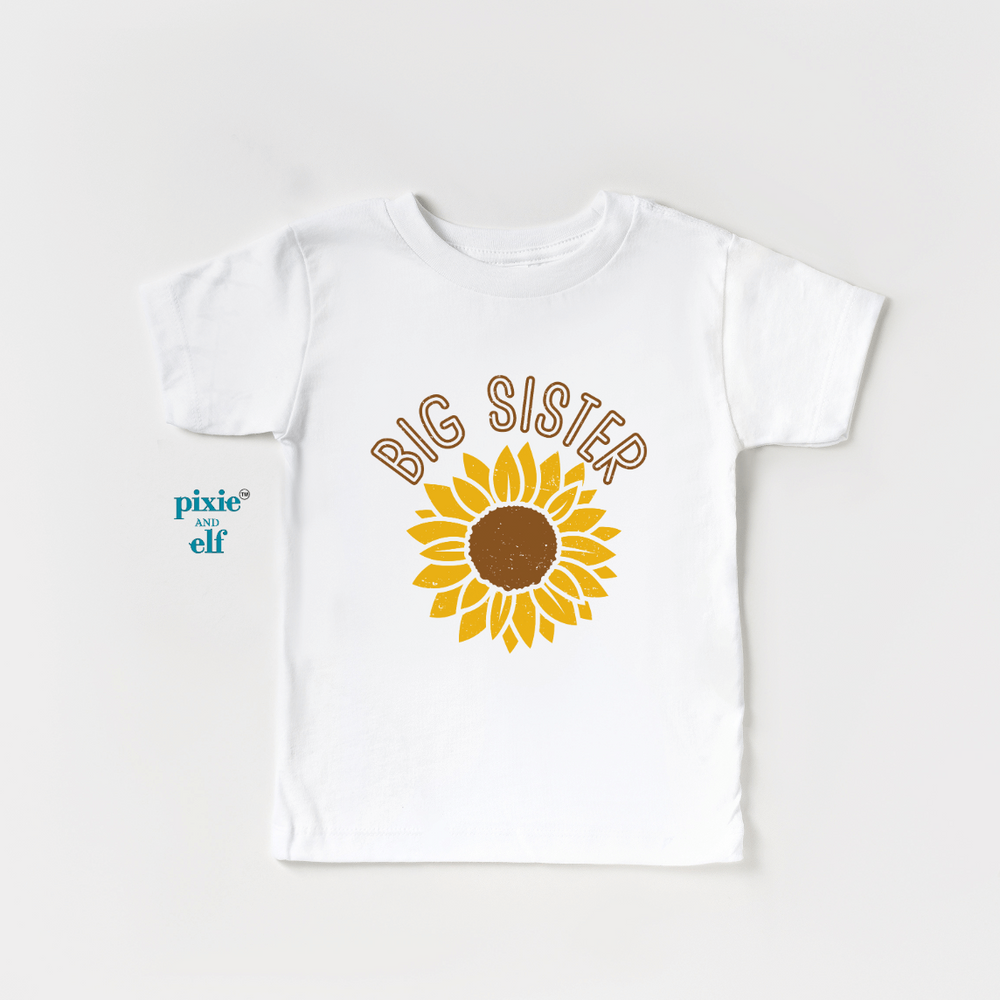 Big Sister Sunflower shirt in white