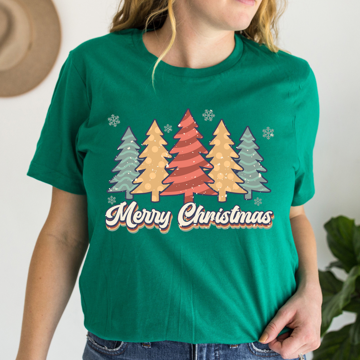 Vintage Merry Christmas t shirt in Green