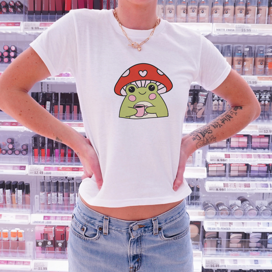 Mushroom Frog Y2k baby Tee