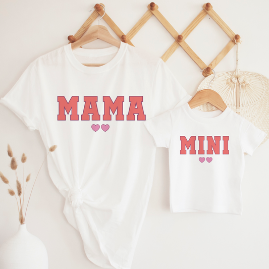 Matching Mama Mini pink hearts shirt