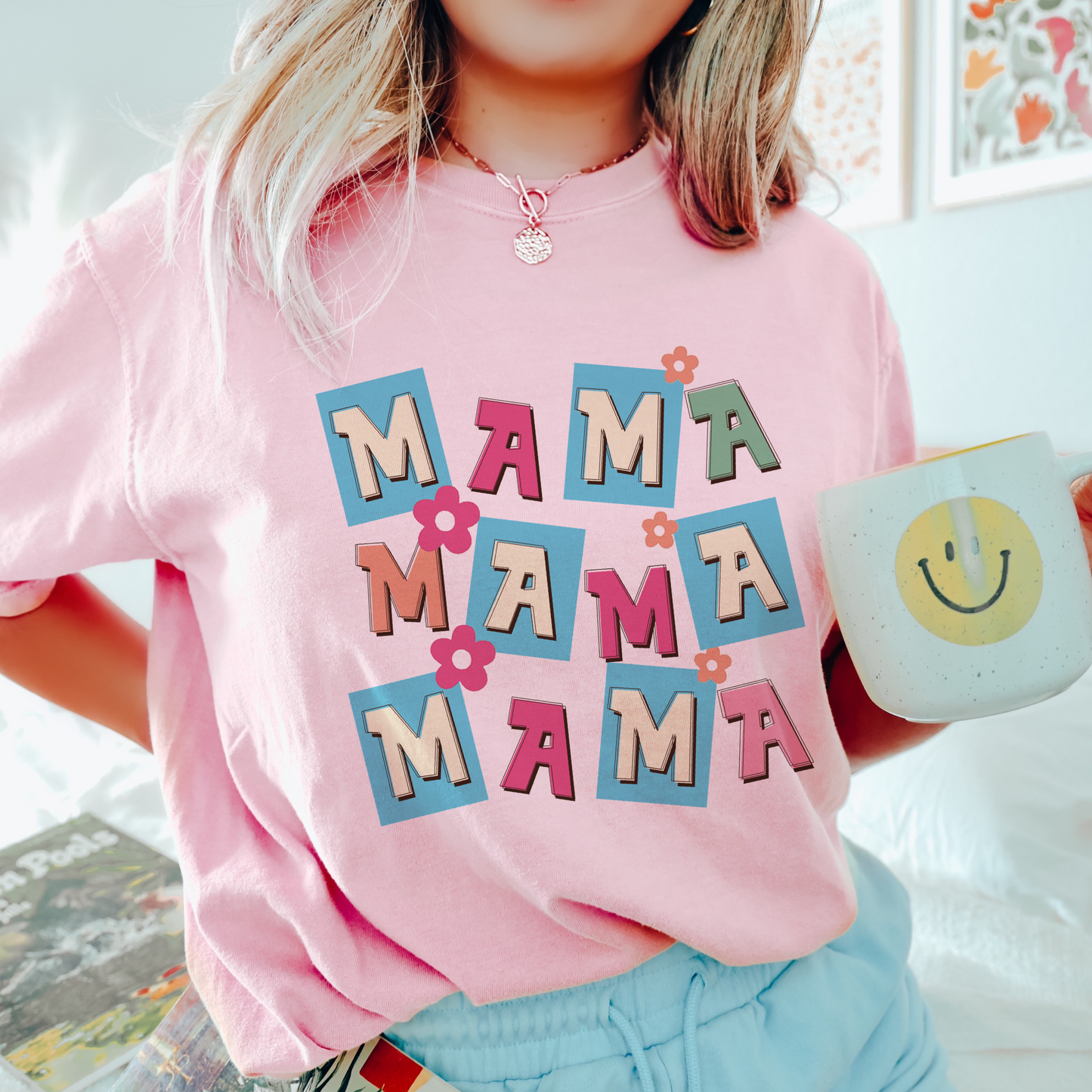 Mama with fancy design t shirt in Comfort Colors